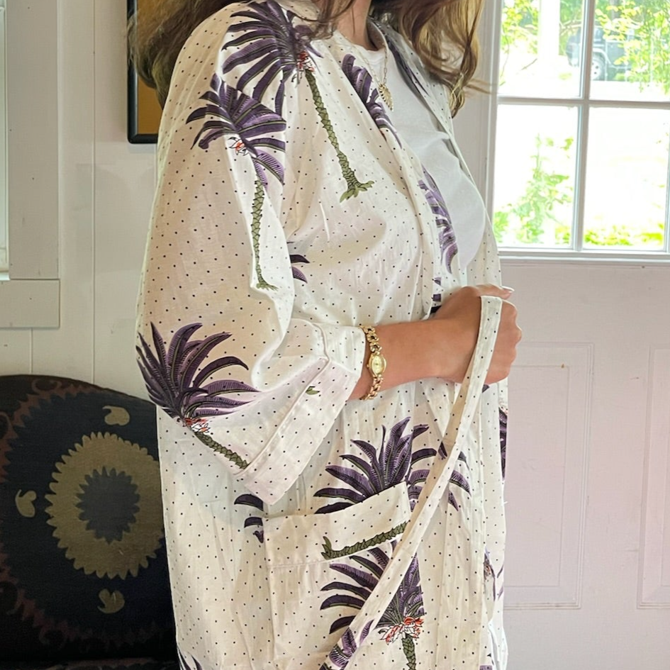 Hand-Block Print Kimono Robe | The Purple Palm