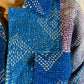 Sustainably Crafted Unique Quilted Trucker Jacket in Blue and Purple from Recycled Saris - DharBazaar