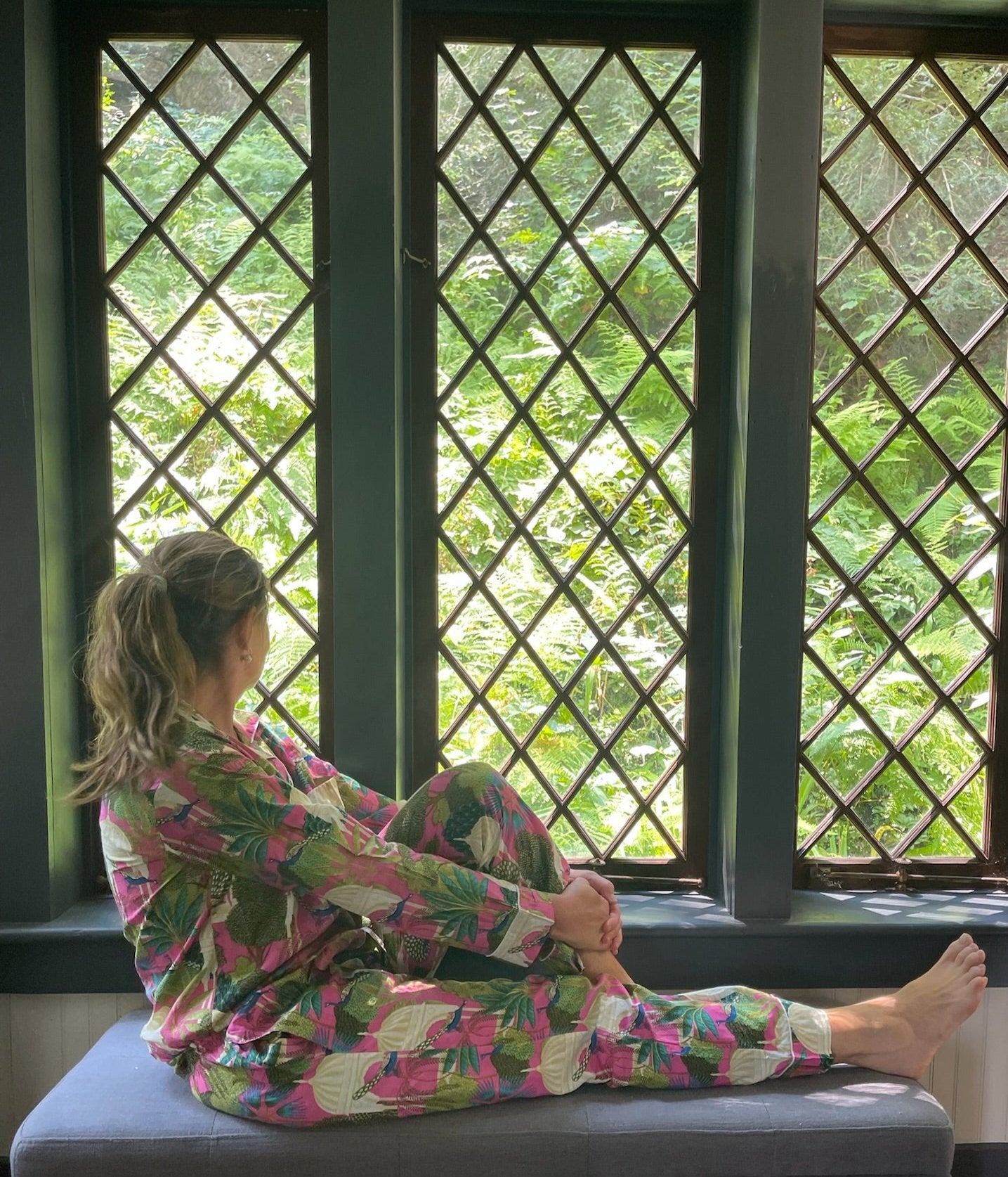 Women's Block Print Pajama Set | Asian Pink