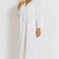 Cotton Caftan in White Featuring White Hand-embroidery - DharBazaar