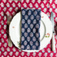 Ajrak Block-Print Tablecloth with Single Flower in Red - DharBazaar