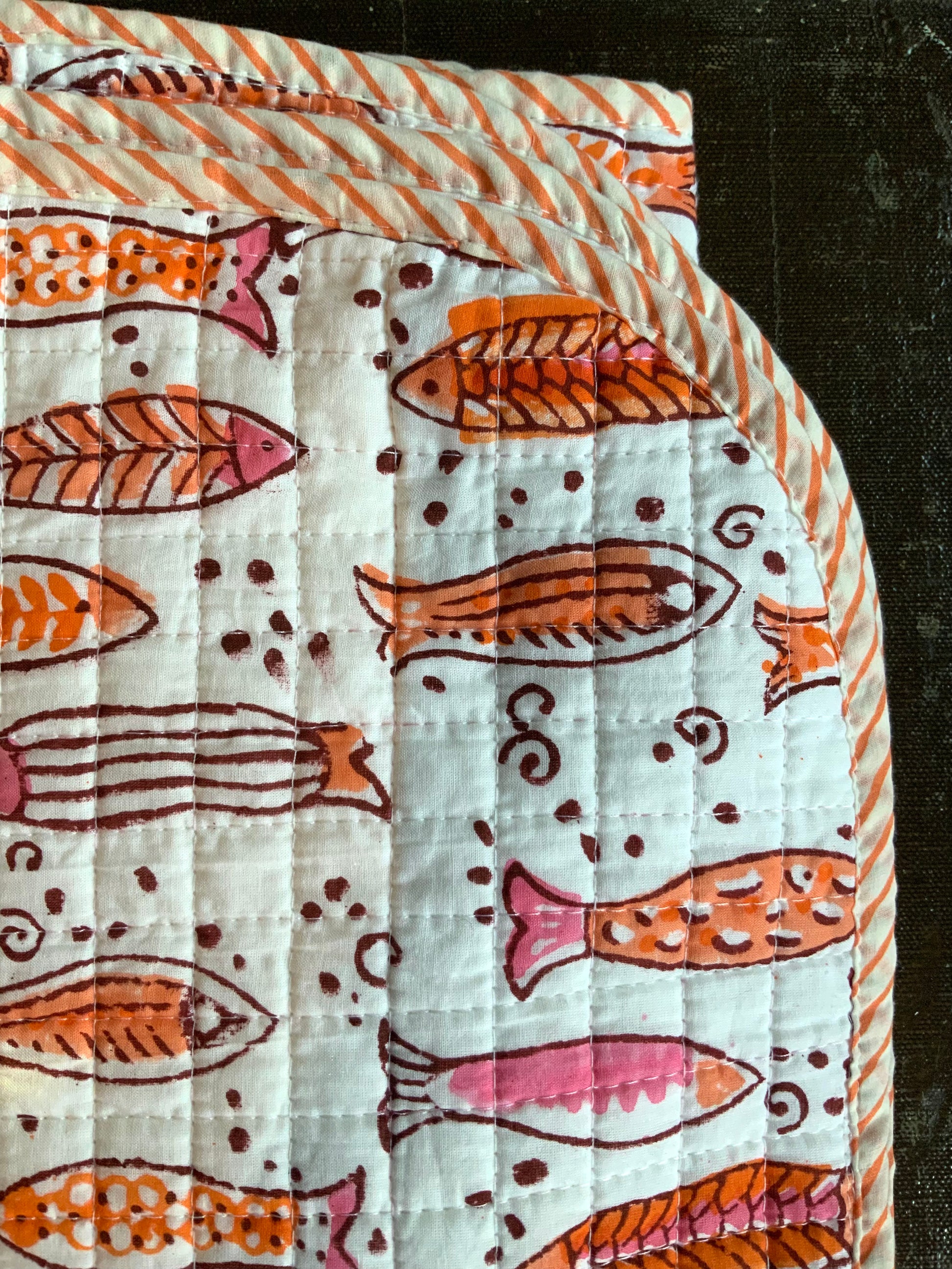 White baby blanket with colorful fish in red and orange #cuteasacatch 💕 - DharBazaar