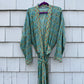 Hand-block Printed Kimono Robes in Green and Turquoise - DharBazaar