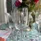 Set of six delicately etched vintage wine glasses #EtchedGlass #VintageWineGlasses #MixAndMatch - DharBazaar