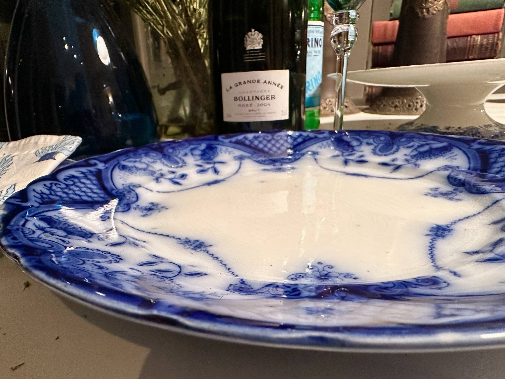 Stunning antique blue dinner plates by Ford and Sons - DharBazaar